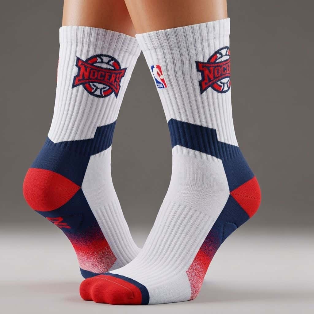 Custom basketball socks branding and customization detail