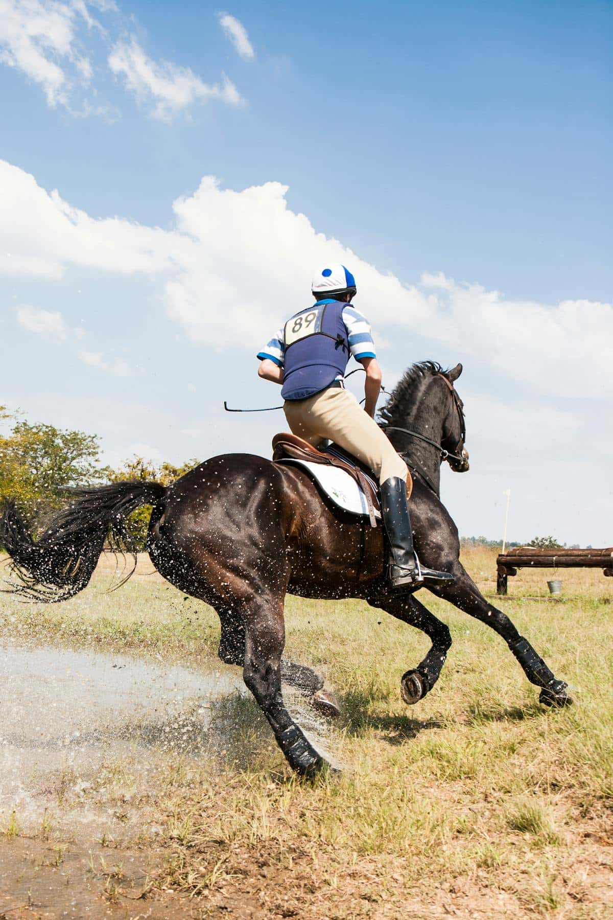 Custom equestrian socks category cover image showing rider and horse in motion