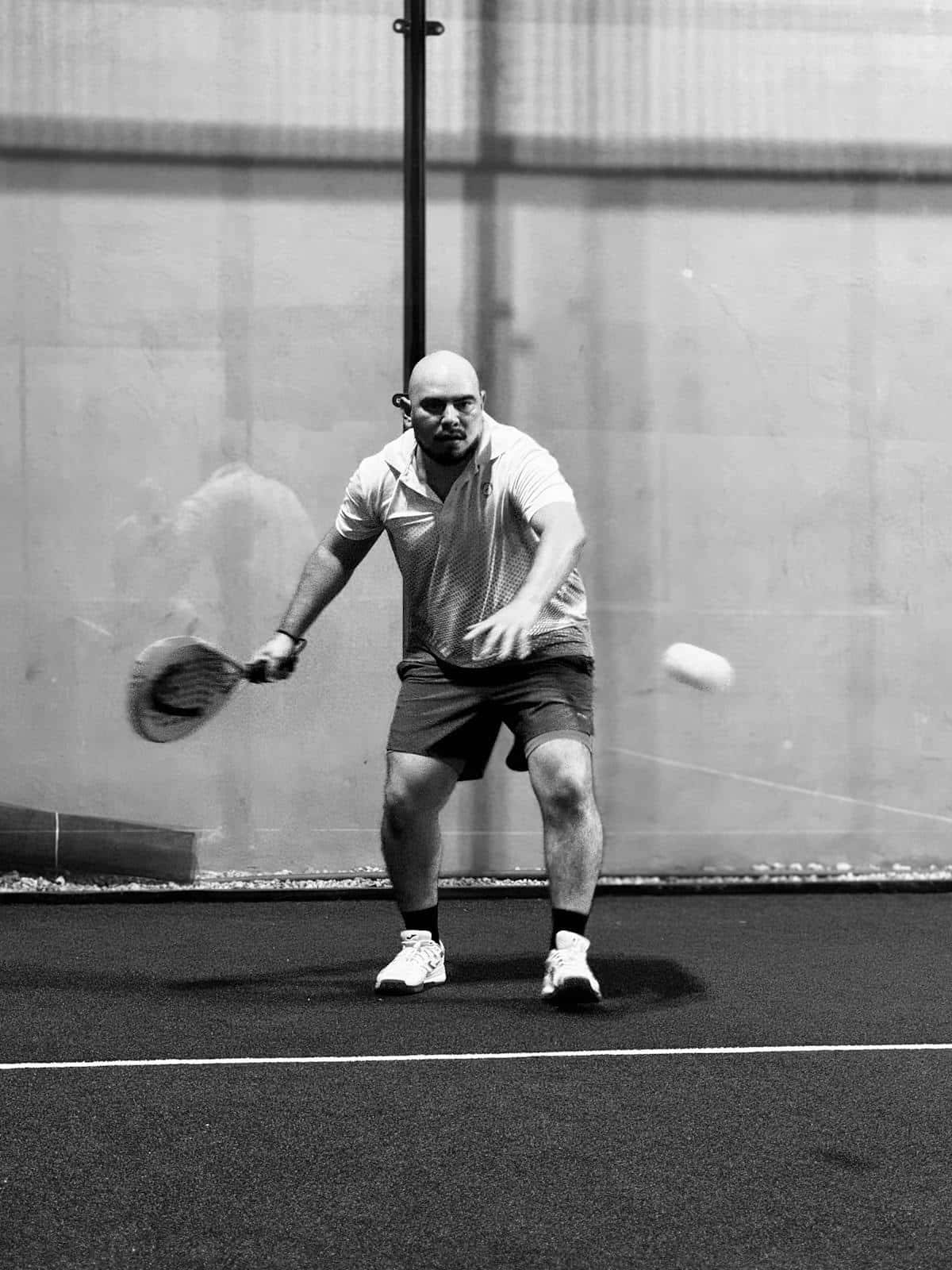 Custom padel socks category cover image showing player in action on court