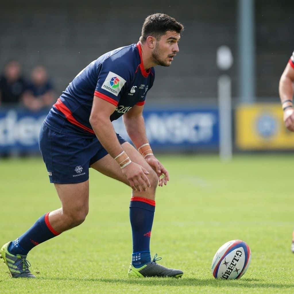 Rugby player wearing custom team socks