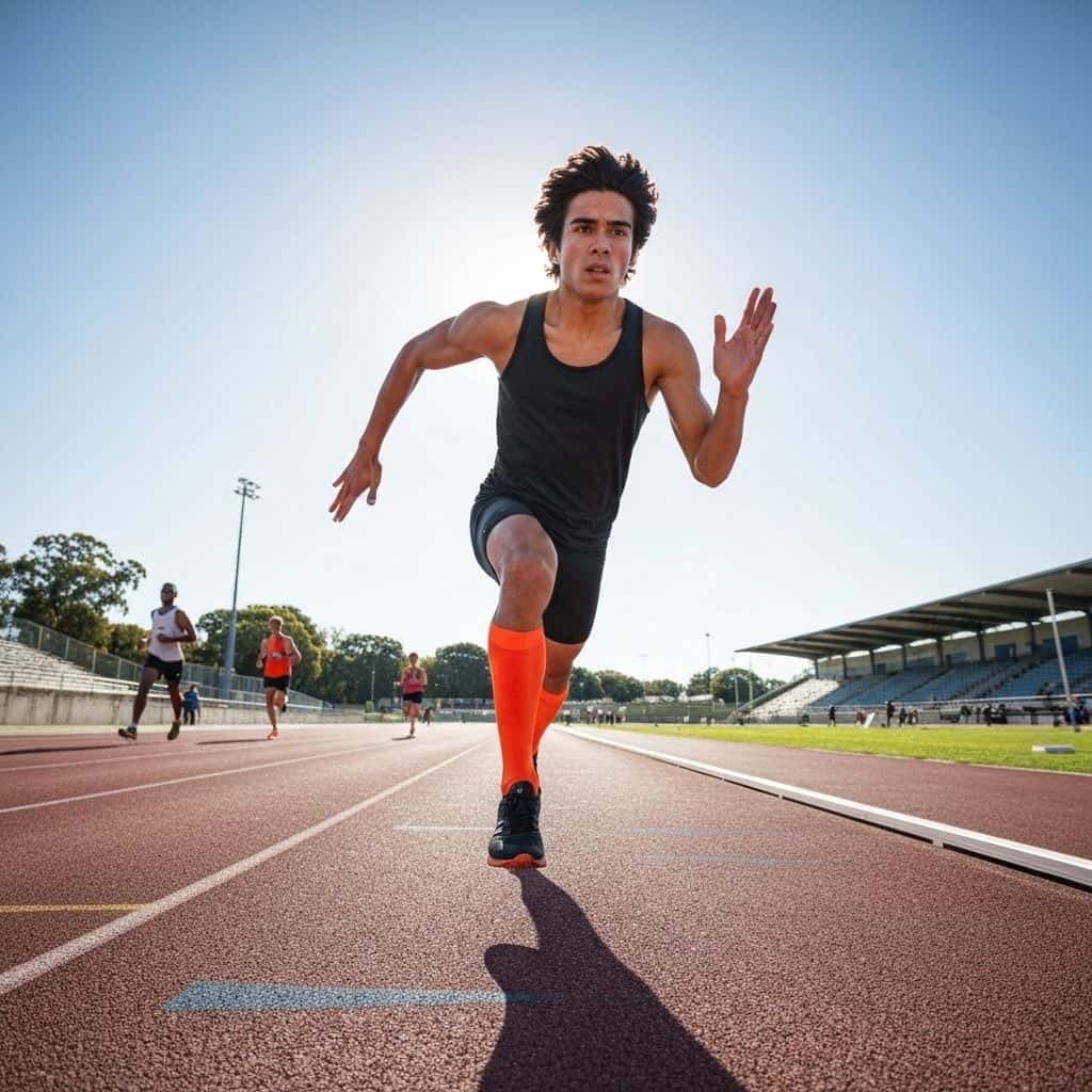 Custom running socks shown in wear and fit detail