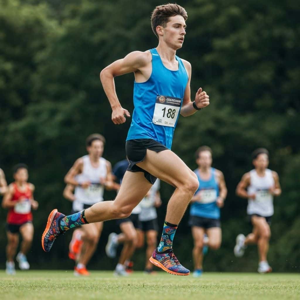 Track and field athlete wearing custom performance socks