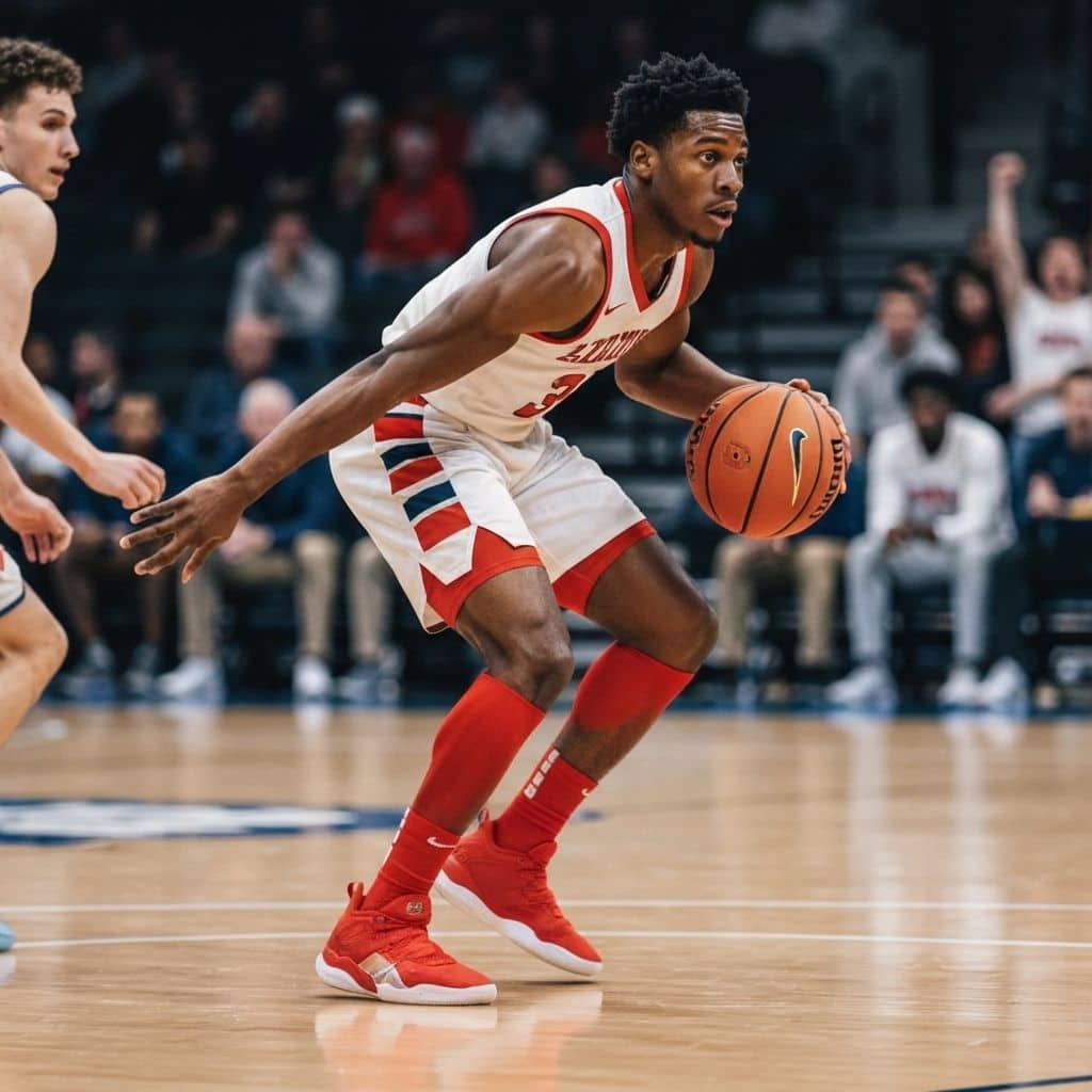 Basketball player wearing custom performance socks