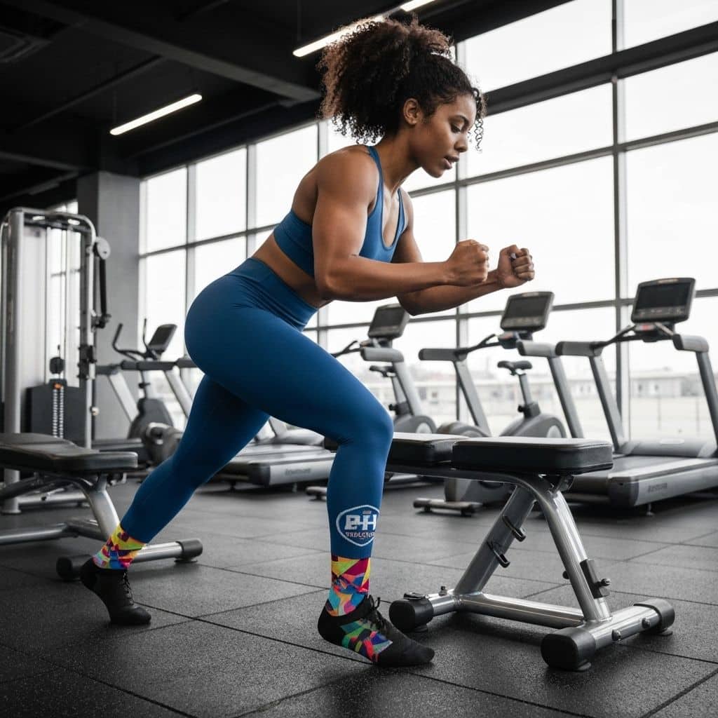 Gym member training in custom fitness socks