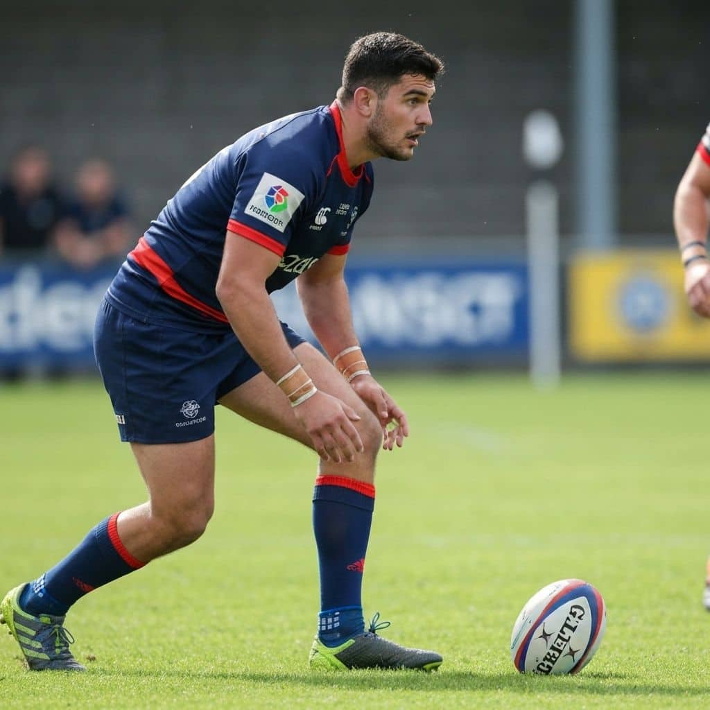 Rugby player wearing custom team socks