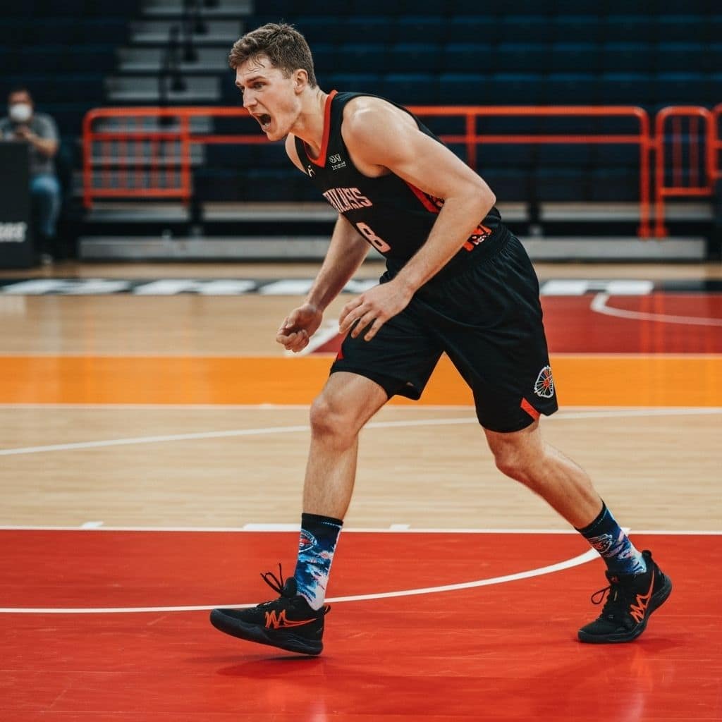 Custom basketball socks on an athlete