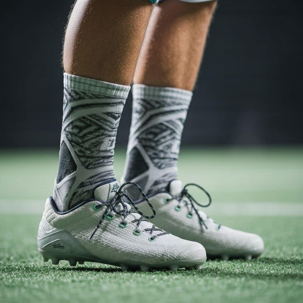 Custom lacrosse socks on an athlete