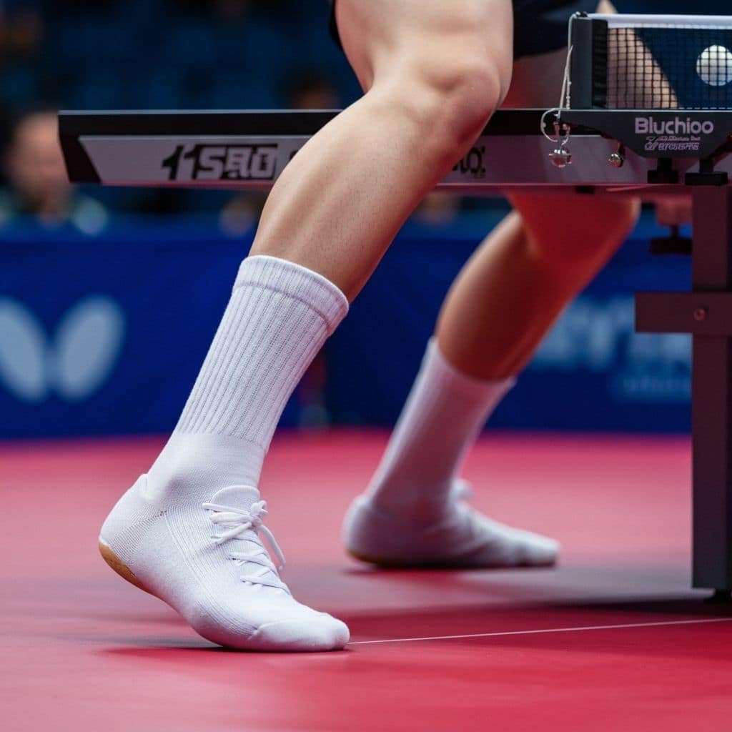 Custom table tennis socks on an athlete