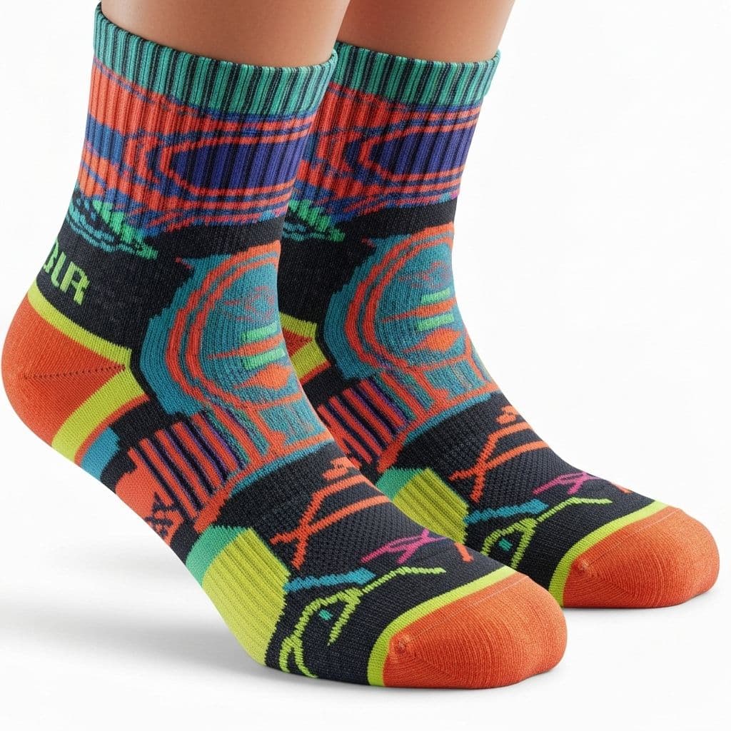 Custom cross country socks branding and customization detail