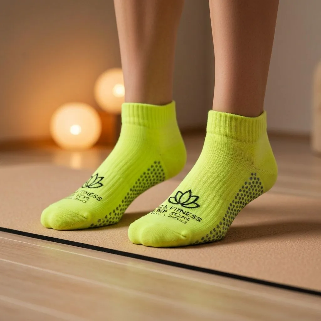 Custom yoga grip socks with non-slip sole pattern for studio training