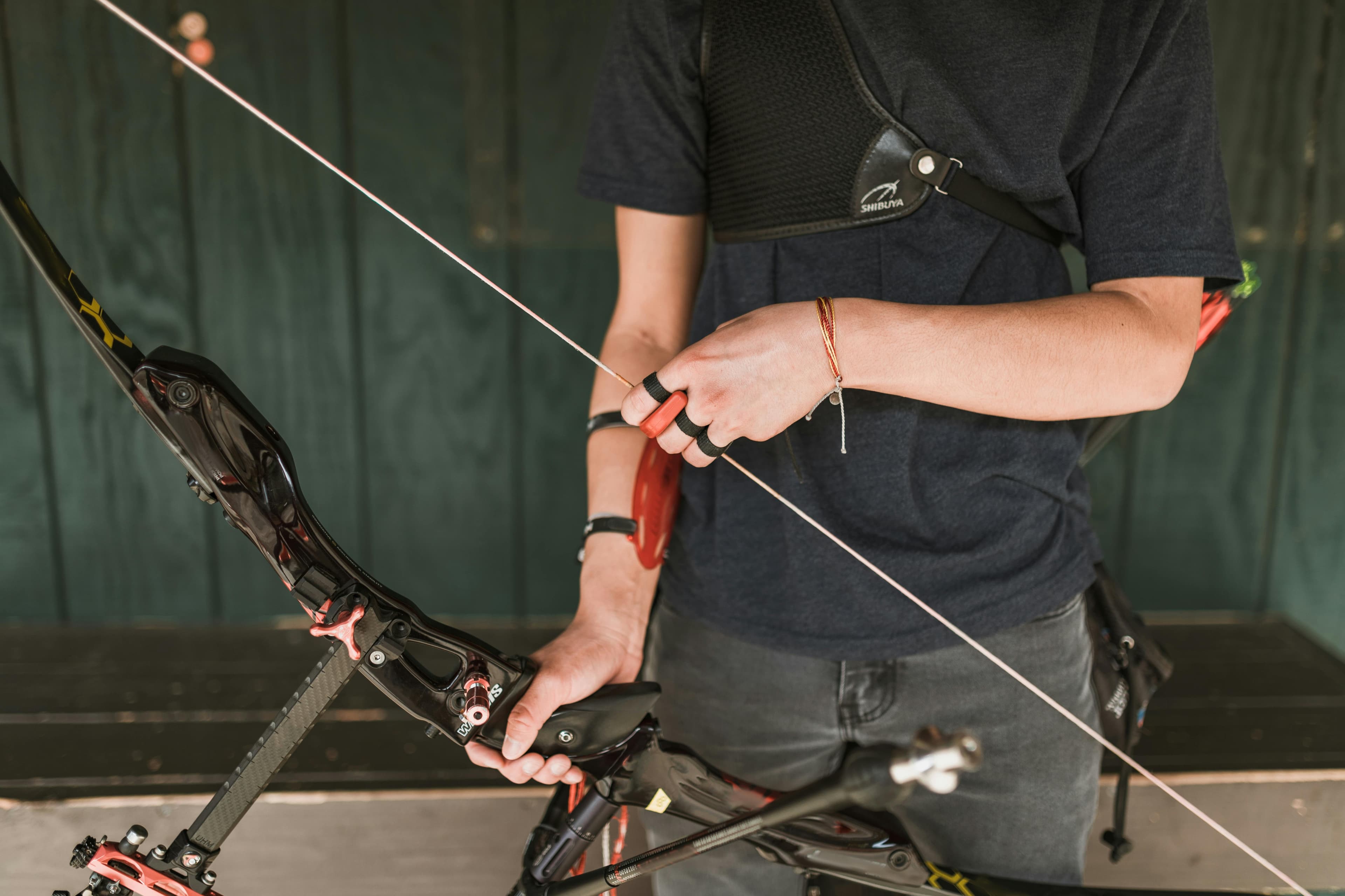 Custom archery socks on an athlete