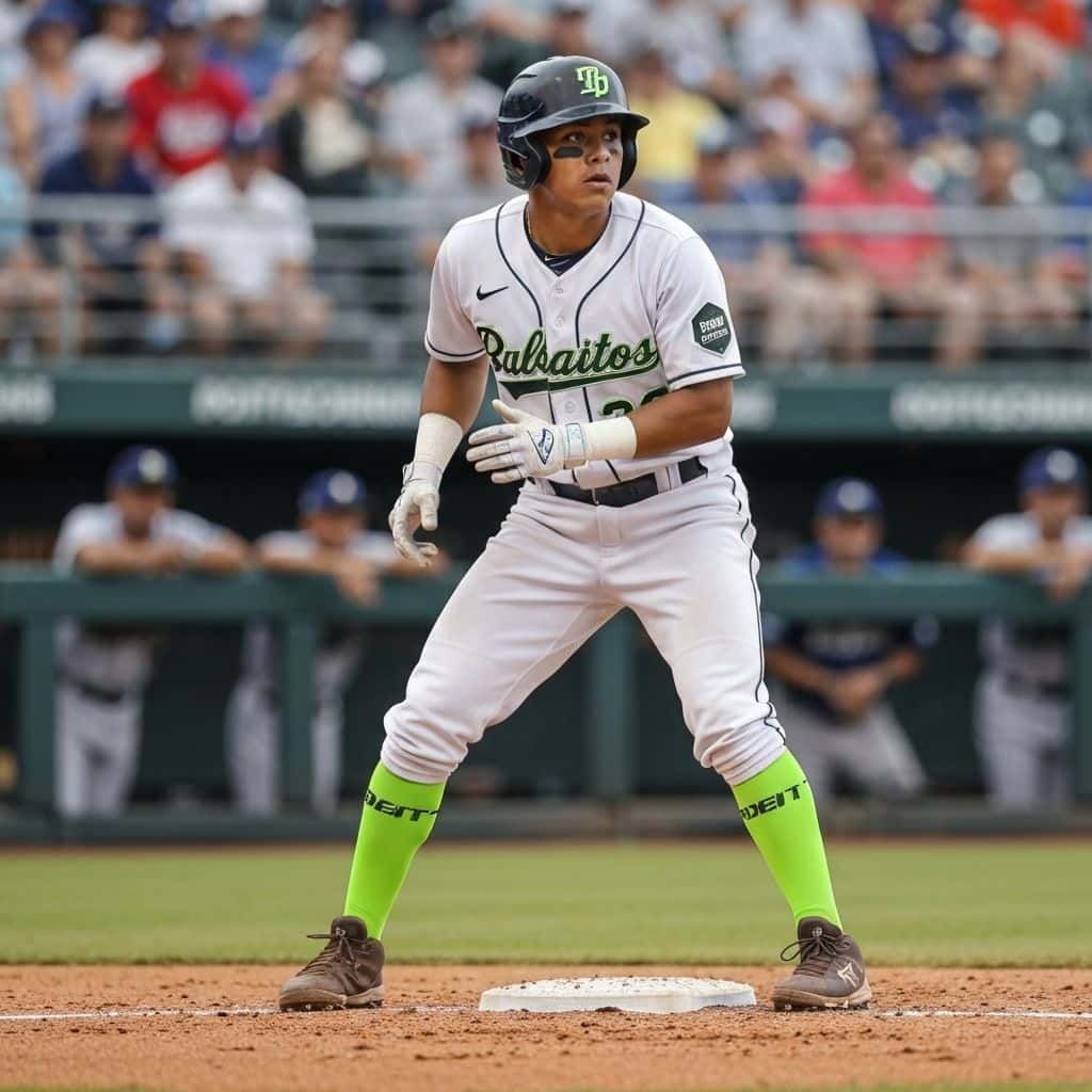 Custom baseball socks shown in wear and fit detail