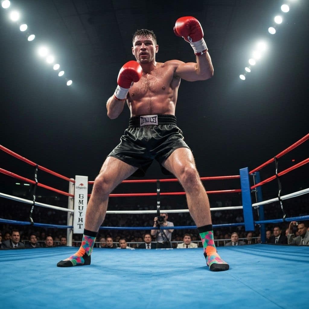 Custom boxing socks on an athlete