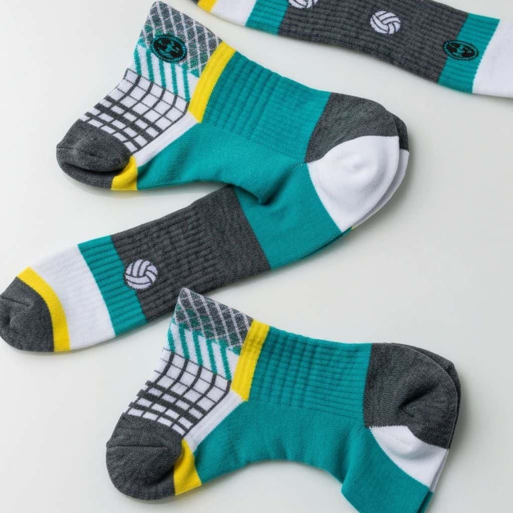 Custom volleyball socks branding and customization detail