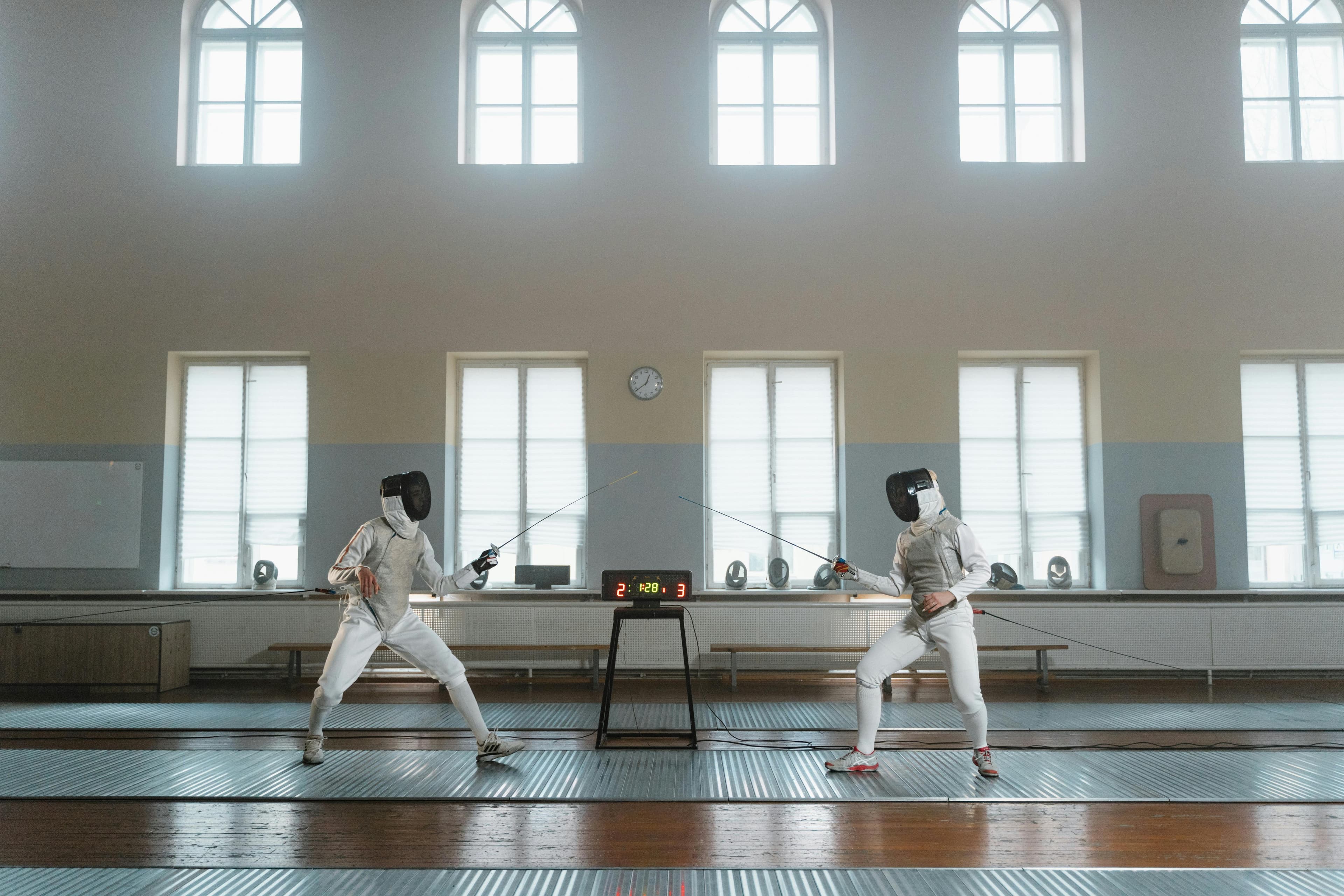 Custom fencing socks on an athlete