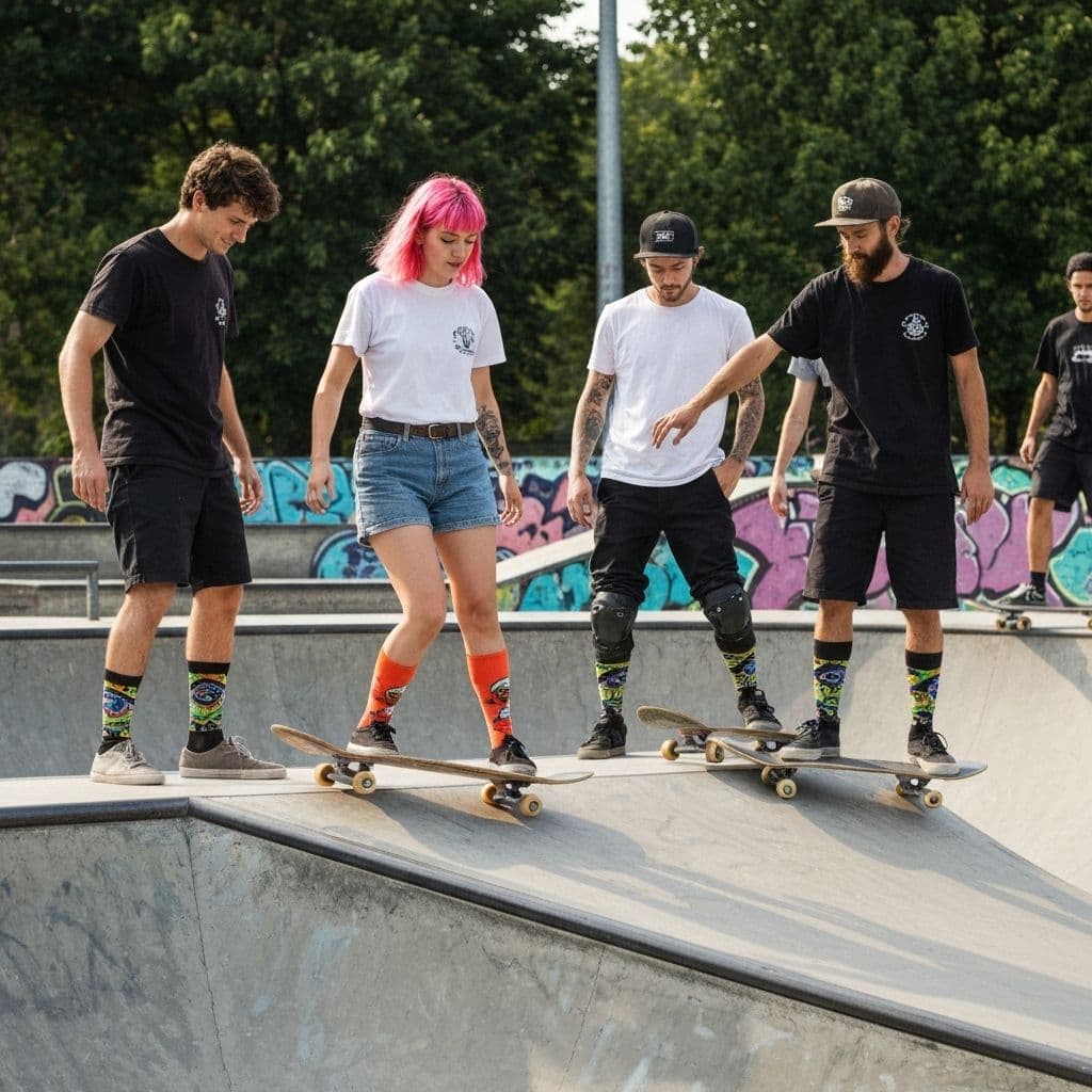 Custom skateboarding socks on an athlete