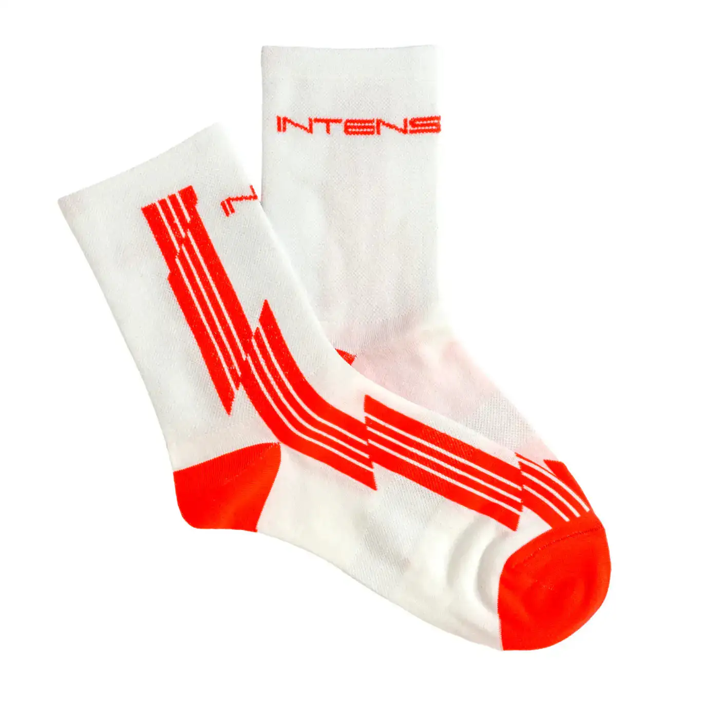 Blue performance cycling socks with cycling shoes