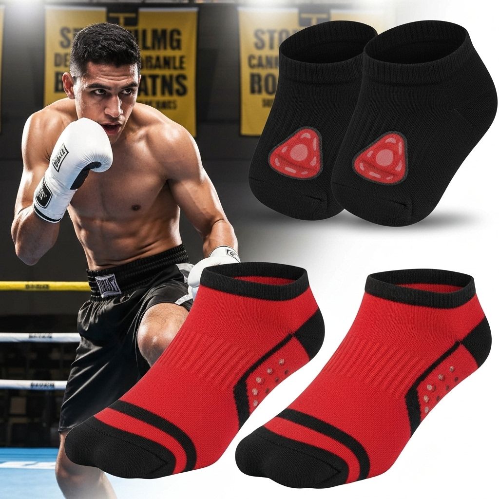 Boxing player wearing custom athletic socks during game action