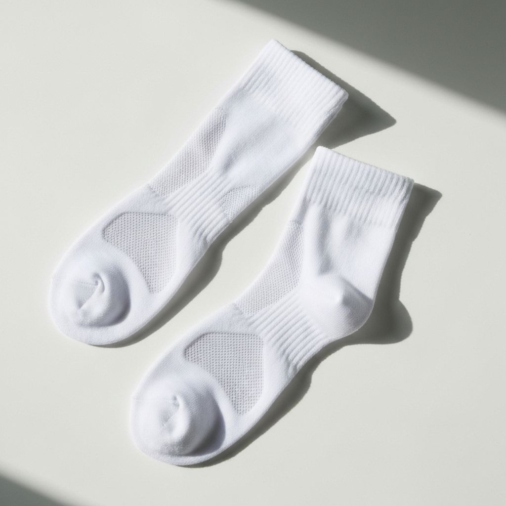 Close-up of Table tennis athlete legs wearing custom team socks on field