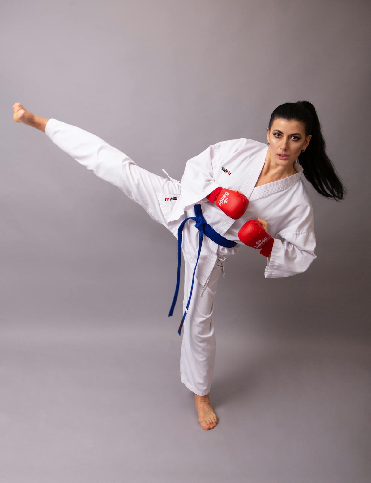Custom martial arts socks on an athlete