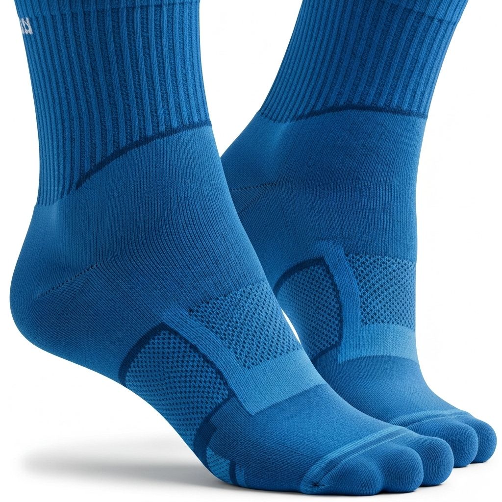 Running player wearing custom athletic socks during game action