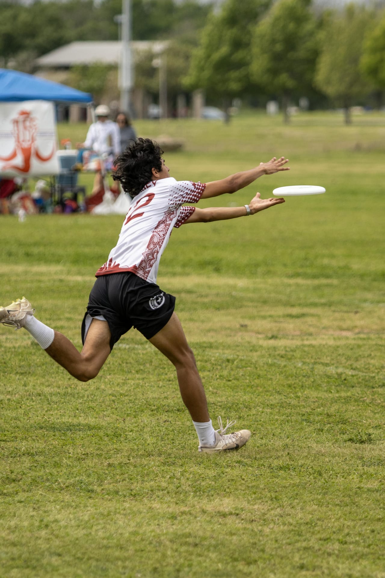 Custom ultimate frisbee socks shown in wear and fit detail
