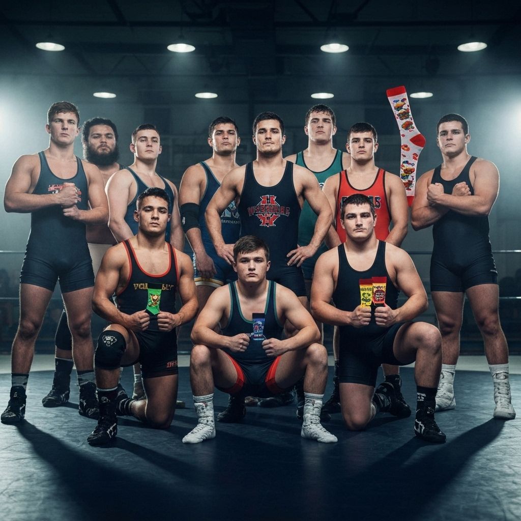 Wrestling team wearing custom socks